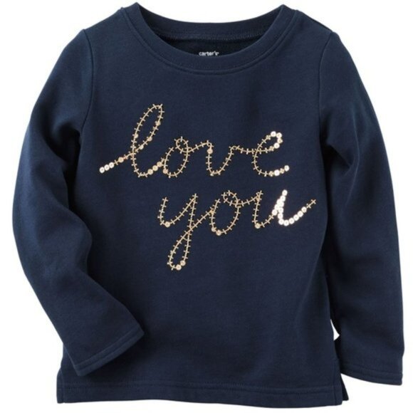 Carter’s | Navy & Gold Sequin “Love you” Sweater | Size 5 - Picture 1 of 8